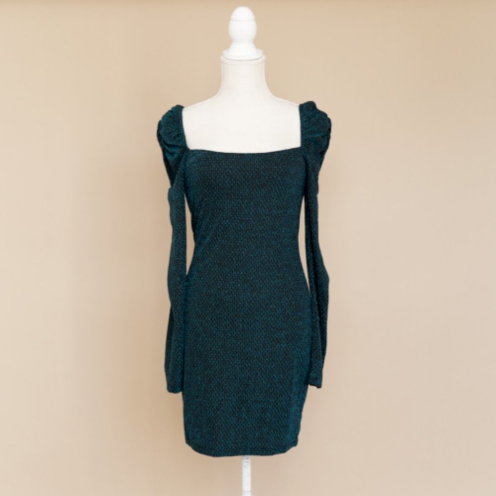 Row A Nordstrom Womens Square Neck Blue Midi Dress, Size Small NWOT